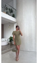 Astarı Şortlu Mini Elbise - Mint - Kod: 4195