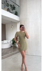 Astarı Şortlu Mini Elbise - Mint - Kod: 4195