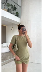 Astarı Şortlu Mini Elbise - Mint - Kod: 4195