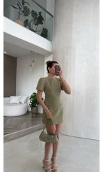 Astarı Şortlu Mini Elbise - Mint - Kod: 4195