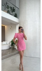 Astarı Şortlu Mini Elbise - Pembe - Kod: 4195