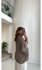 Uçuşan Pelerin Bluz - Bronz - Kod: 5026