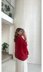 Uçuşan Pelerin Bluz - Kırmızı - Kod: 5026