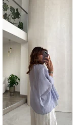 Uçuşan Pelerin Bluz - Lila - Kod: 5026