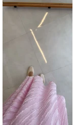 V Yaka Püskül Detay Elbise - Pembe - Kod: 3100