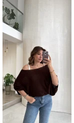 Bestie İçi Askılı Triko - Kahverengi