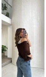 Bestie İçi Askılı Triko - Kahverengi