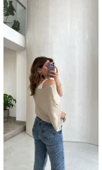 Bestie İçi Askılı Triko - Vizon