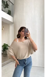 Bestie İçi Askılı Triko - Vizon