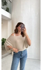 Bestie İçi Askılı Triko - Vizon