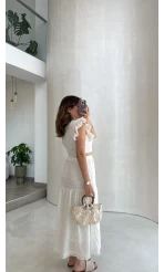 Brode Detay Etek-Bluz Takım - Beyaz - Kod: 5094 2307