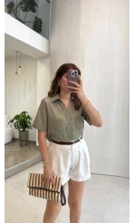 Kemerli Şort - Beyaz - Kod: 580994