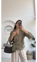 7017 - Vanilla Müslin Kimono - Haki