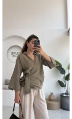 7017 - Vanilla Müslin Kimono - Haki