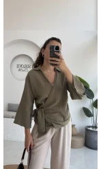 7017 - Vanilla Müslin Kimono - Haki