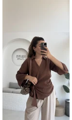 7017 - Vanilla Müslin Kimono - Kahverengi