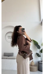 7017 - Vanilla Müslin Kimono - Kahverengi