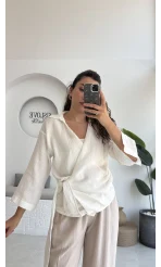 7017 - Vanilla Müslin Kimono - Kırık Beyaz