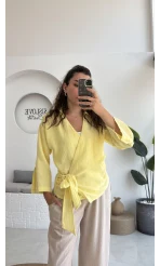 7017 - Vanilla Müslin Kimono - Sarı