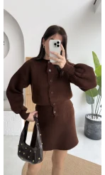 Acı Kahve Mini Etek Hırka Takım