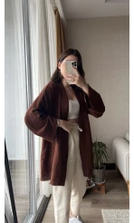 Acı Kahve Müslin Kumaş Kimono