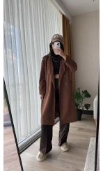 Acı Kahve Uzun Astarlı Trençkot