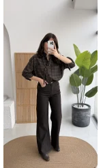 Acı Kahve Yüksek Bel Denim Jean Pantolon