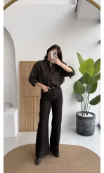 Acı Kahve Yüksek Bel Denim Jean Pantolon