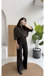 Acı Kahve Yüksek Bel Denim Jean Pantolon