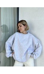 AÇIK GRİ Oversize Şardonlu Sweat