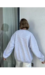 AÇIK GRİ Oversize Şardonlu Sweat