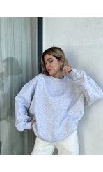 AÇIK GRİ Oversize Şardonlu Sweat