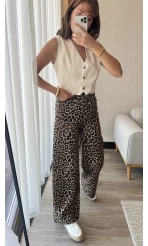 Açık Leopar Kot Pantolon