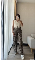 Açık Leopar Kot Pantolon