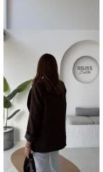 Addison Çizgi Detay Blazer Ceket - Kahve - Kod: 7560