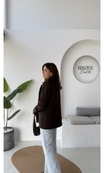 Addison Çizgi Detay Blazer Ceket - Kahve - Kod: 7560