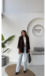 Addison Çizgi Detay Blazer Ceket - Kahve - Kod: 7560