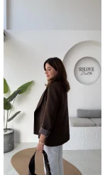 Addison Çizgi Detay Blazer Ceket - Kahve - Kod: 7560
