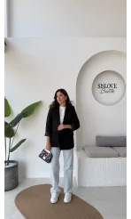 Addison Çizgi Detay Blazer Ceket - Siyah - Kod: 7560