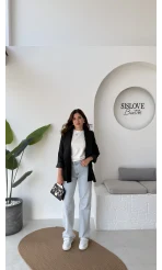 Addison Çizgi Detay Blazer Ceket - Siyah - Kod: 7560