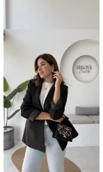 Addison Çizgi Detay Blazer Ceket - Siyah - Kod: 7560