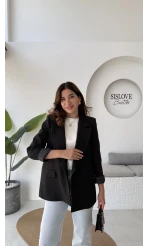 Addison Çizgi Detay Blazer Ceket - Siyah - Kod: 7560