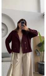 Adeena Yarım Trençkot - Bordo - Kod: 7025