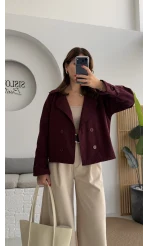 Adeena Yarım Trençkot - Bordo - Kod: 7025
