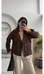 Adeena Yarım Trençkot - Kahverengi - Kod: 7025