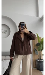 Adeena Yarım Trençkot - Kahverengi - Kod: 7025
