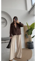 Adeena Yarım Trençkot - Kahverengi - Kod: 7025