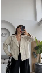 Adeena Yarım Trençkot - Taş - Kod: 7025