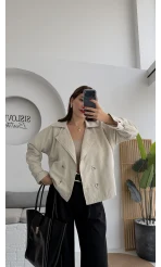 Adeena Yarım Trençkot - Taş - Kod: 7025