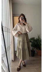 After Dantel Etek - Haki - 5012